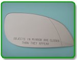 Aspheric chrome mirror with lettering