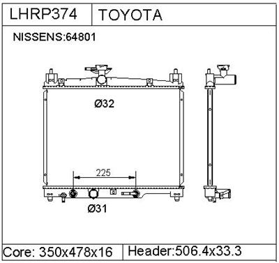 TOYOTA YARIS  Radiator- LHRP374  1640023090