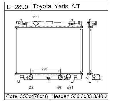 TOYOTA YARIS  Radiator- LH2890  1640021300