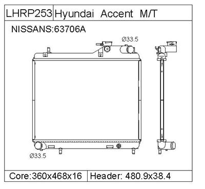 HYUNDAI ACCENT    Radiator  2531025810