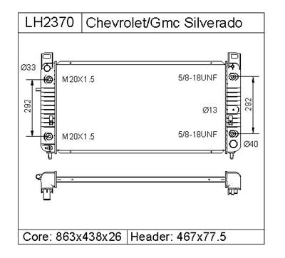 CHEVROLET  GMC SILVERADO  SIERRA PICKUP   Radiator  15193114