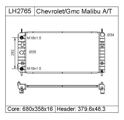 Chevrolet Gmc Malibu Radiator 52486987