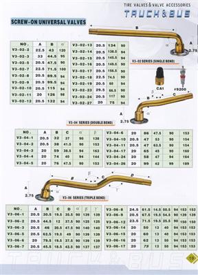 V3-02&04 Series, Clamp- in Tyre/ Tire Valve for Truck and Bus.