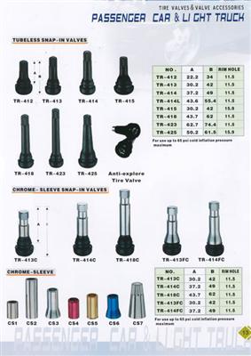 Tr414 Snap- in Tubeless Tyre/ Tire Valve for Passenger & Light Truck.