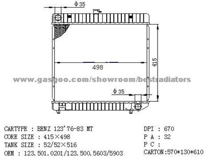 Benz Radiator 123 501 0201