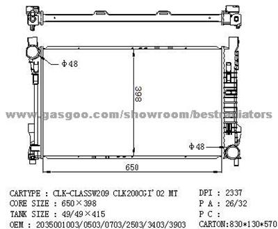 Auto Radiator Benz Radiator 203 500 0503