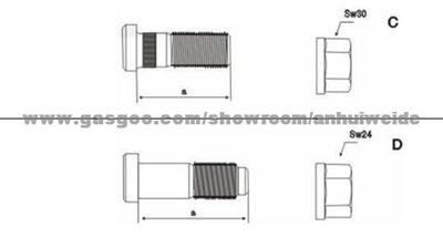 Wheel hub bolt for FIAT/IVECO