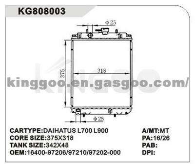 Car Radiator for Daihatsu 16400- 97206/ 97210