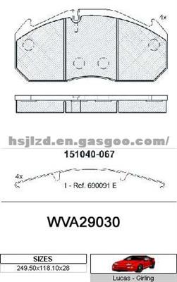 Bus&Truck Brake Pad WVA29030 For Renault