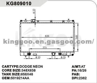 NEON Aluminum Radiator 5019214AA