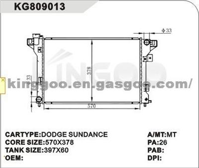 DODGE SUNDANCE Aluminum Radiator