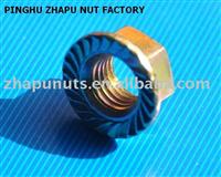 Hex flange nut with serration