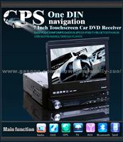 One Din 7 Inch Touchscreen Car Dvd Receiver with Gps/ Gps-8008