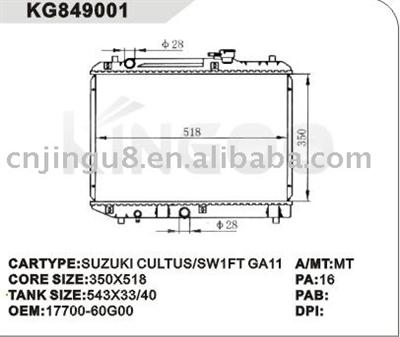 auto radiator for SUZUKI CULTUS/SWIFT GA11