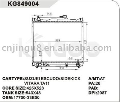 Auto Radiator for Suzuki Escudo/ Sidekick Vitara Ta11