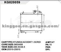 Hyundai Radiator 25310-25810   PA