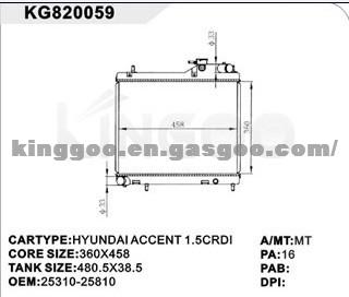 Hyundai Radiator 25310-25810   PA