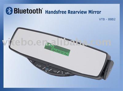 Rearview Mirror Car Bluetooth Speakerphone with Earphone Fm Transmitter Voice Record and Dial