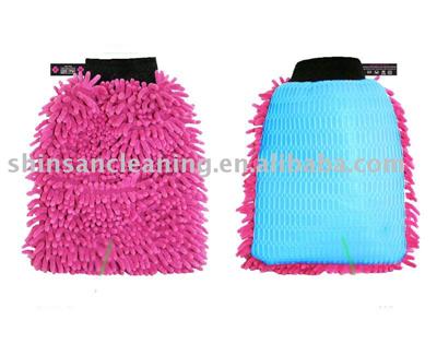 Microfiber wash mitt with sandwich net