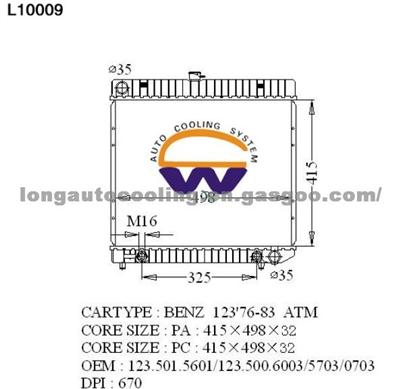 1235015601 123500 6003 5703 0703 Benz Radiator