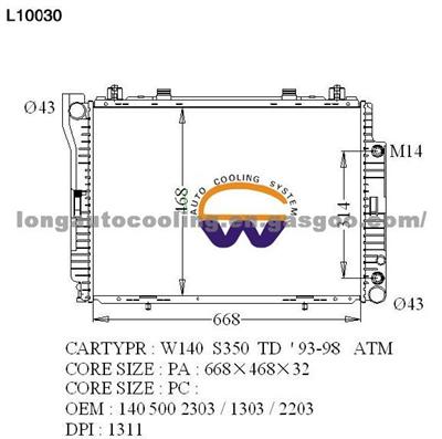 Radiator 140 500 2303  1303  2203 for Benz