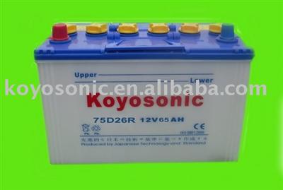 12V JIS Standard Lead Acid Starting Dry Charge Car Battery -75D26R-12V65AH