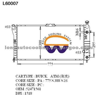 Radiator 52471561 for GM 775*388*26