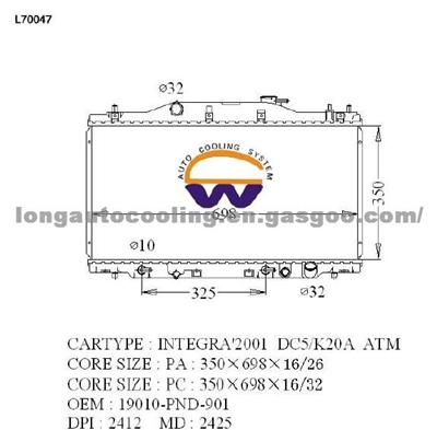 Radiator 19010-PND-901 for HONDA TS16949