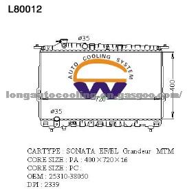 Radiator 25310-38050 for HYUNDAI