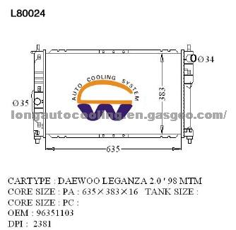 Radiator 96351103 for HYUNDAI