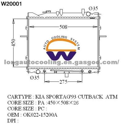 Radiator OK022-15200A for KIA 450*508*26