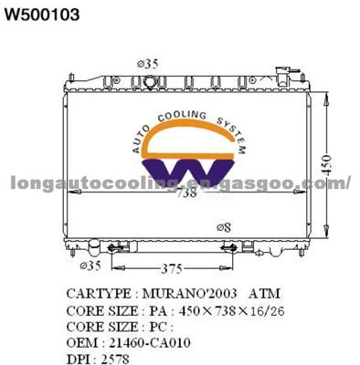 Radiator 21460-ca010 for Nissan