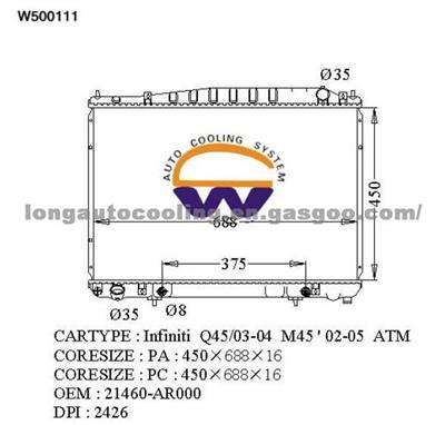 Radiator 21460-AR000 for NISSAN