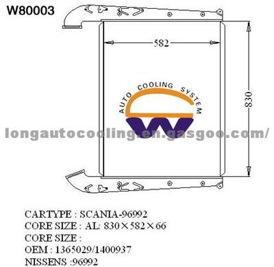 Radiator 1365029/ 1400937 for Scania