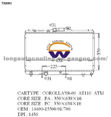 Radiator 0-15500/01/700 for TOYOTA