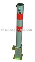 parking bollard, collapsible bollard, fold down post force to guard against theft