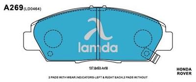 Brake Pads used for Honda Rover V9118-H022