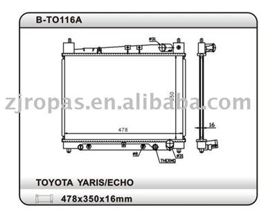 Aluminium Radiator For TOYOTA YARIS/ECHO, 1.3i