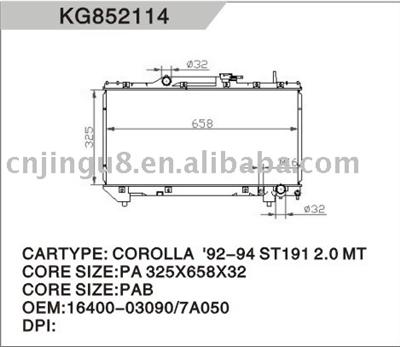 Auto radiator for TOYOTA COROLLA st191