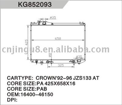 Auto radiator for TOYOTA CROWN JZS133 OEM:16400-46150/46130