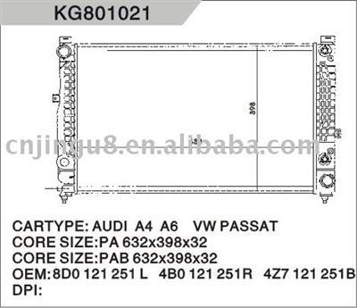 OEM:8D0 121251L  auto radiator