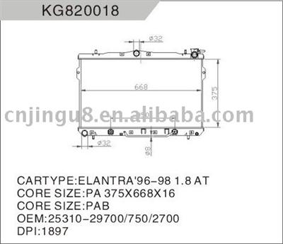 Oem: 25310-29700/ 29750 Radiator for Hyundai