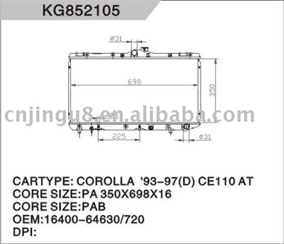 Auto radiator for TOYOTA COROLLA (D) CE100