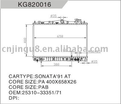 Oem: 25310-33351/ 33371 Radiator for Hyundai