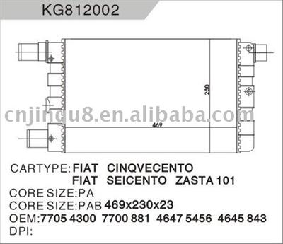 Radiator for FIAT OEM:77054300