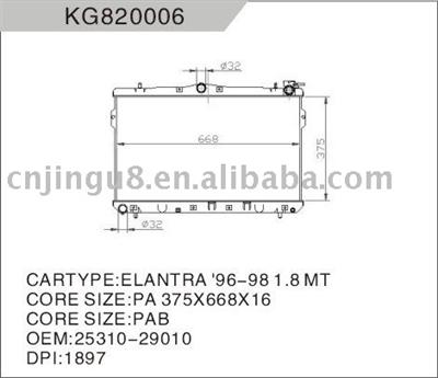 Radiator for HYUNDAI OEM:25310-29010