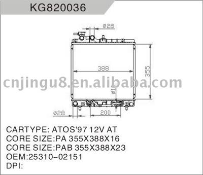 OEM:25310-02151 radiator for HYUNDAI