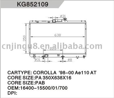 Auto radiator for TOYOTA COROLLA AE110