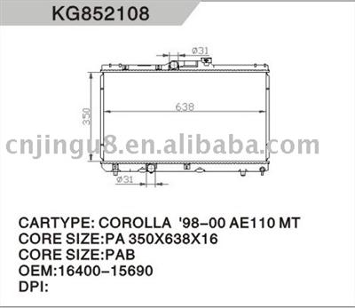 Auto radiator for TOYOTA COROLLA AE110