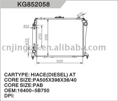 Auto Radiator for Toyota Hiace (diesel)